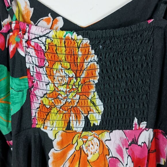 Old Navy Black Floral Summer Cami Dress With Tropical Print Lightweight Size S - Picture 8 of 9